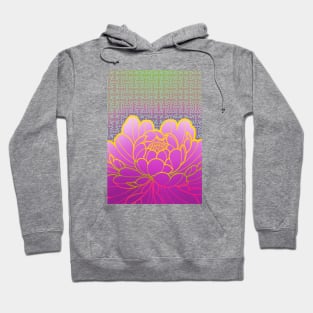 peony flower and sacred geometric pattern Hoodie